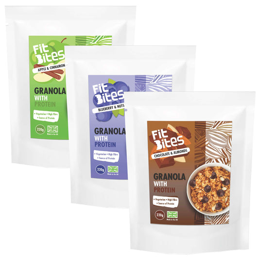 Bundle Box Granola Energy Protein, 220g bag, 3 flavours  (Case of 3)