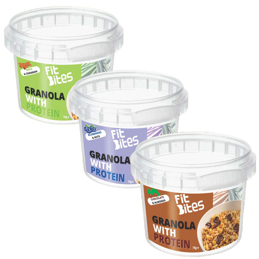 Bundle Box Granola Energy Protein, 75 pots, 3 flavours (Case of 12)
