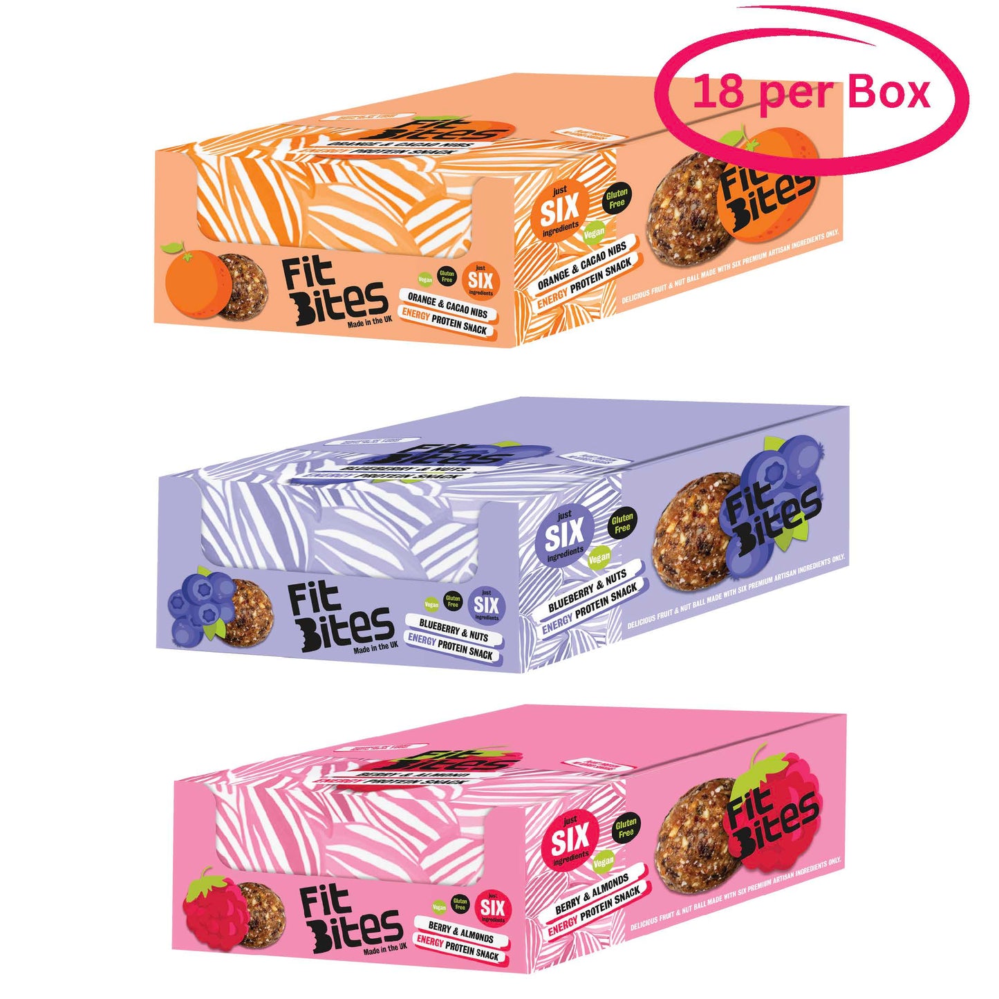 4. Berries + Almonds Energy & Protein 30g Snack Ball (Case of 18)