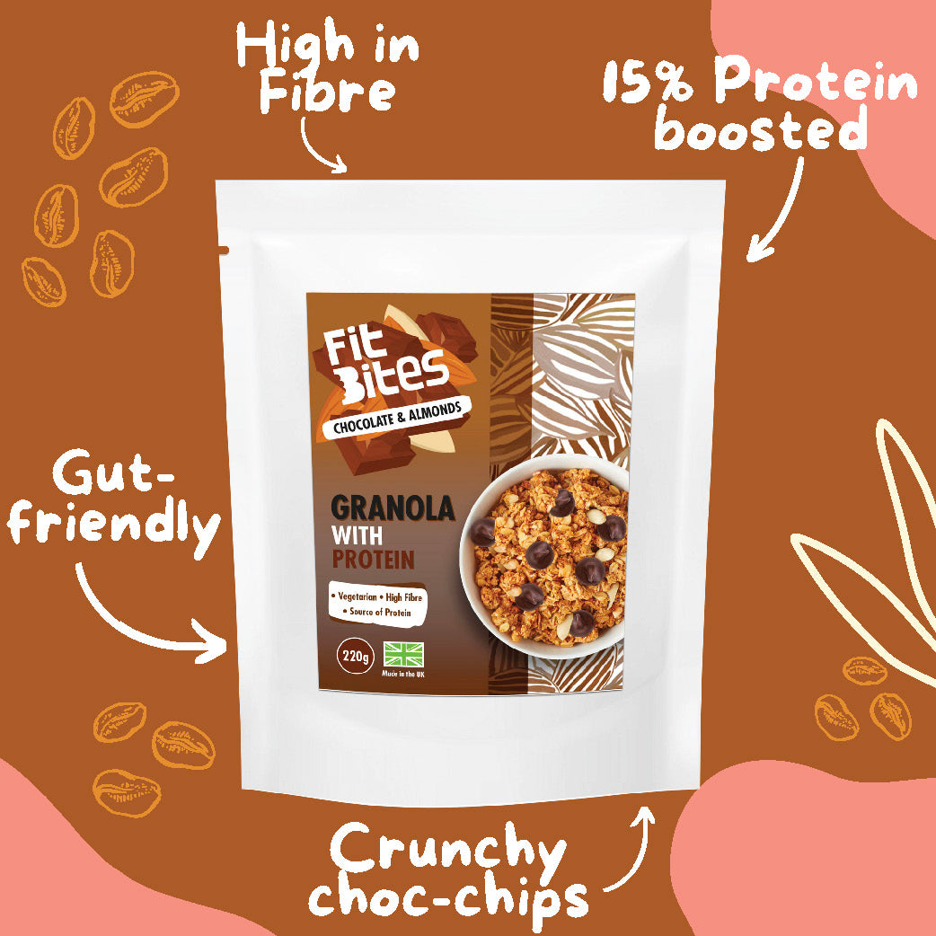 9. Chocolate Chunks + Almonds Granola Protein, 220g bag (Case of 3)