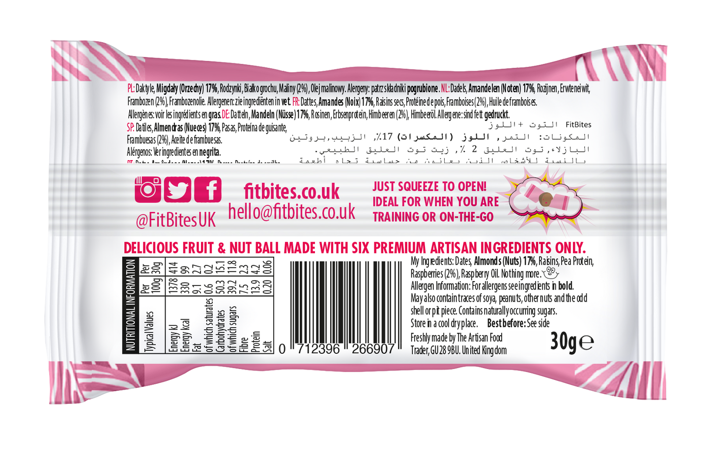 4. Berries + Almonds Energy & Protein 30g Snack Ball (Case of 18)